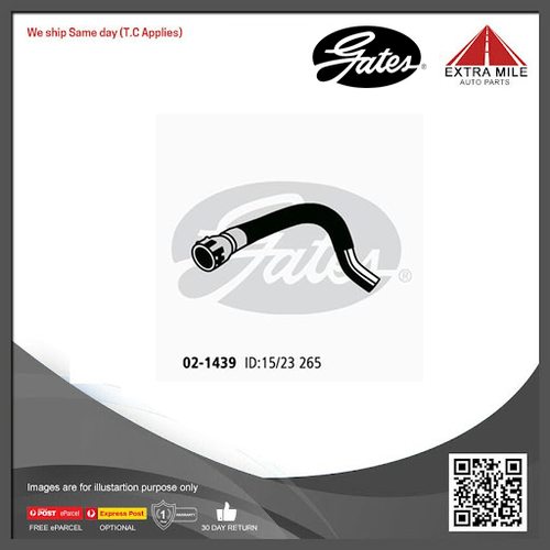 Gates Molded Heater Hose For Holden Calais Petrol Engine 3.6L - 02-1439