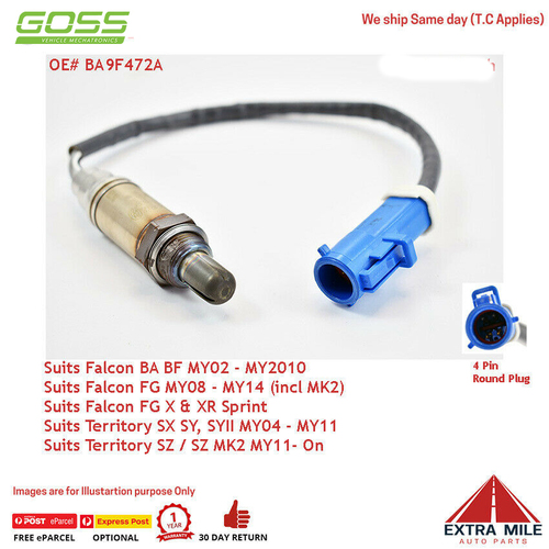 Goss O2 oxygen Sensor - Pre-Cat For Ford Falcon AU BA BF FG 6Cyl V8 BA9F472A