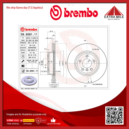 Brembo Front Brake Disc Rotor For BMW X3 E83 xDrive 2.0L/2.5L/3.0L 25d,30d,20d