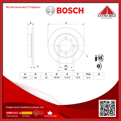 Bosch Rear Disc Brake Rotor For Volvo S40 T4 SE 1.9L/2.0L, V40 T4 SE 1.9L