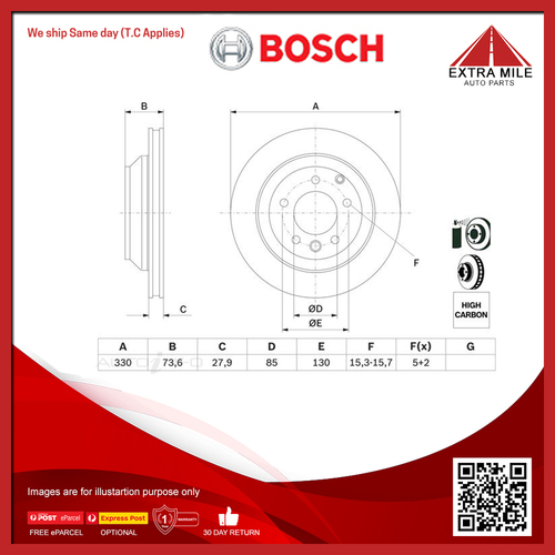 Bosch Rear Disc Brake Rotor For Audi Q7, Porsche Cayenne, Volkswagen Touareg