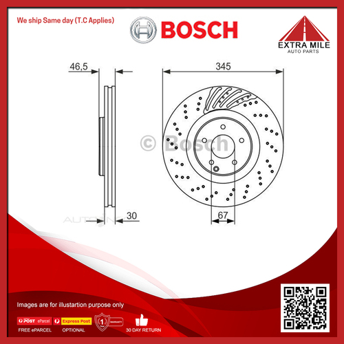 Bosch Front Disc Brake Rotor For Mercedes-Benz C32, C320, C55, CLK500, SLK55