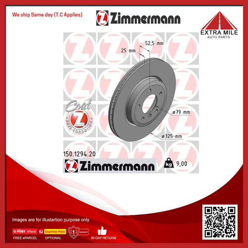 Zimmermann Disc Brake Rotor 325mm Front For BMW Z4 E85, E86 3.0L 04/2006-08/2008