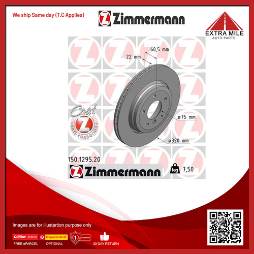 Zimmermann Disc Brake Rotor 320mm Rear For BMW 3 E46 330Ci,d,i 10/1999-08/2006