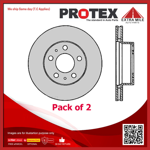 2X Protex Front Ultra Select Disc Brake Rotor For Volvo 242 DL 2.3L/2.1L B23E