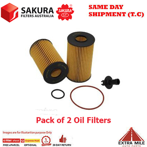 2X Sakura Oil Filter For LEXUS LX450D VDJ201R 4.5L 2015 - On DOHC