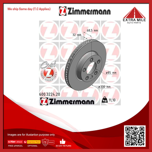 Zimmermann Disc Brake Rotor 330mm Front Left For Volkswagen Touareg CR7, 7LA V6