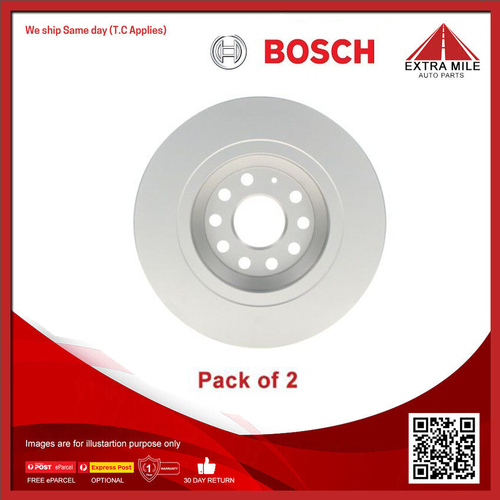 2X Bosch Rear Brake Disc Rotor For Volkswagen T-ROC A11 2.0L CZPB/DNFC