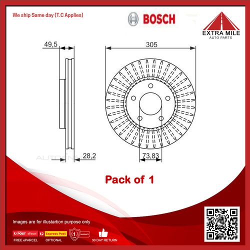 Bosch Front Brake Disc Rotor For Jaguar S-Type, XF, XFR-S, XJ6, XK8 -BD1533