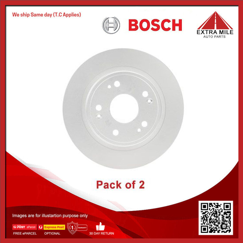 2X Bosch Rear Brake Disc Rotor For Honda Accord CL/CU/CP, HRV RU -BD1569