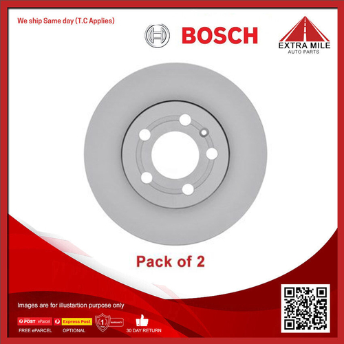 2X Bosch Front Brake Disc Rotor For Volkswagen Polo 6R/6C/9N 1.6L/1.2L/1.4L/1.9L