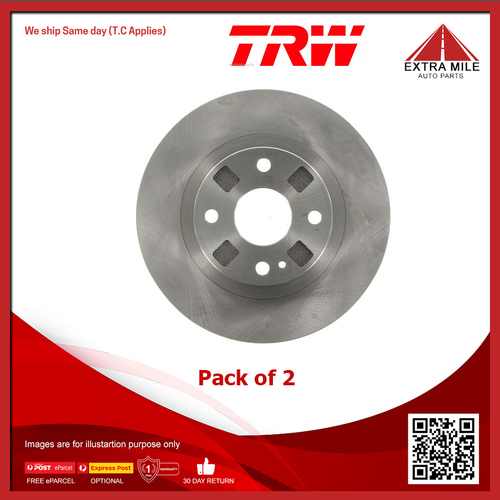 TRW Disc Brake Rotor Pair 258mm Front For Mazda 323  BJ 1.8L/1.6L/2.0L, BA 1.8L