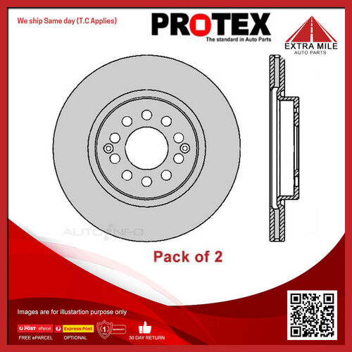 2X Protex Disc Brake Rotor Front For MG ZS 1.0L/1.5L NSE, SGE 4D SUV Compact