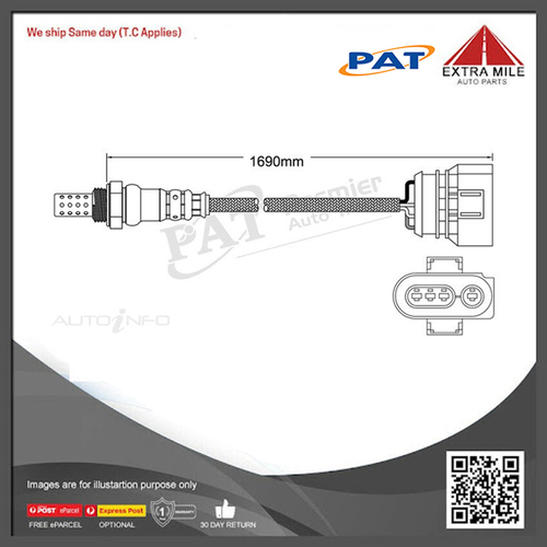 PAT Pre-Cat. Oxygen Sensor For Audi A4 1.8L Turbo 4CYL AEB I4 20V DOHC - EGO-189