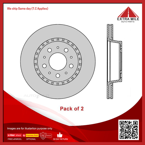 2X Front Brake Disc Rotor For Volvo 740 2.3L, 760 2.8L V6  - DR686