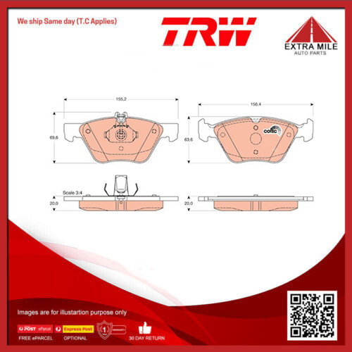 TRW Brake Pad Set For MercedesBenz SLK320/Chrysler Crossfire ZH 3.2L,2.7L