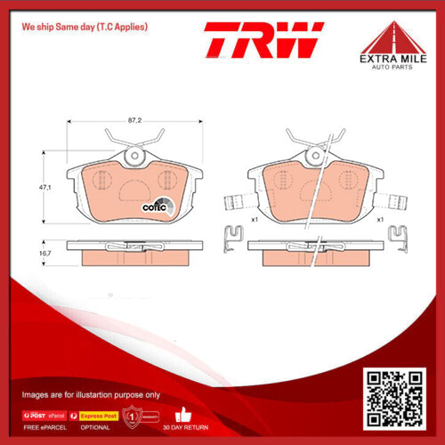 TRW Brake Pad Set Rear For Volvo V40 T4 SE 1.8L/1.9L/2.0L B4204T5/B4204T2/B4204S