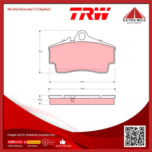 TRW Brake Pad Set For PEUGEOT 406 D9 2.9L ES9J4S V6 24v DOHC - GDB1395