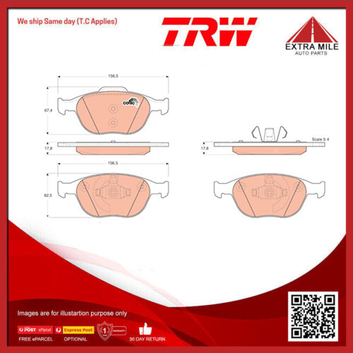 TRW Brake Pad Set For Ford Focus ST170 LR LS 2.0L ALDA I4 16v DOHC - GDB1532