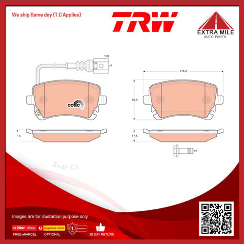 TRW Brake Pad Set Rear For Volkswagen Transporter SWB, LWB 7L/7H 1.9L/2.0L/2.5L