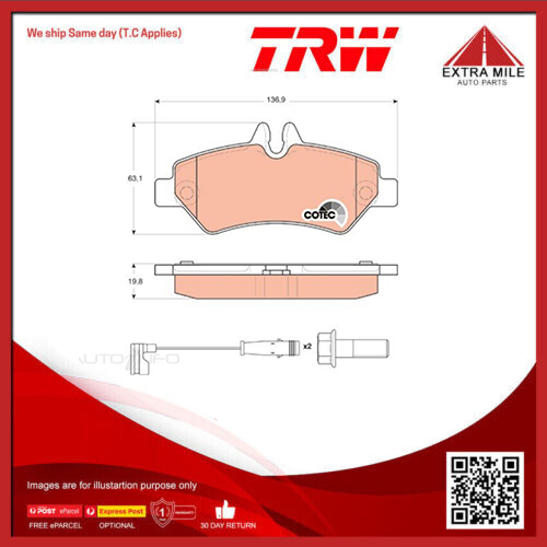 TRW Brake Pad Set Rear For Volkswagen Crafter MWB, LWB 2E/2F 2.0L/2.5L BJM/BJK