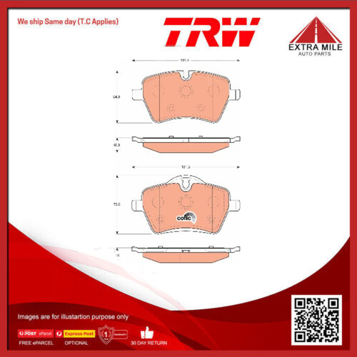 TRW Brake Pad Set For MINI Cooper,Countryman One R56 1.6L Petrol - GDB1712