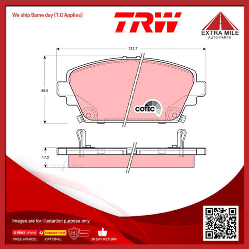 TRW Brake Pad Set For Honda Accord CF,MR ZR160 1.8L,2.3L F23A1 I4 16v - GDB3186