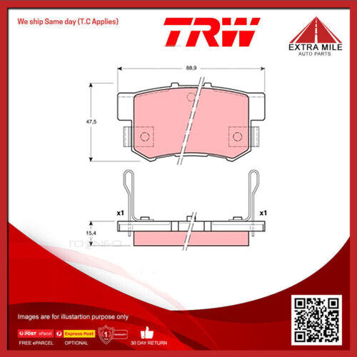 TRW Brake Pad Set For Honda Accord,Civic,Intera 1.8L,2.0L MPFI - GDB3191