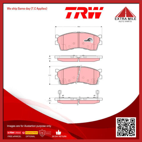 TRW Brake Pad Set For Kia Carens,Rio, Shuma 1.5L,1.8L  A5D I4 16v DOHC - GDB3285