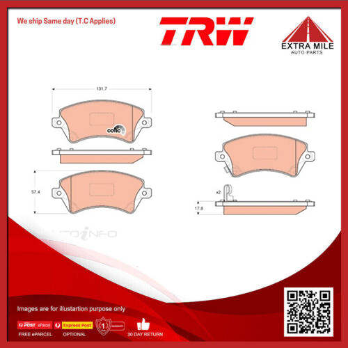 TRW Brake Pad Set Front For Toyota Corolla Sportivo ZZE123R 1.8L 4D Hatchback