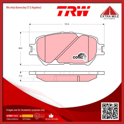 TRW Brake Pad Set For Toyota Camry ACV36R ACV36 2.4L 2AZFE I4 16v DOHC - GDB3314