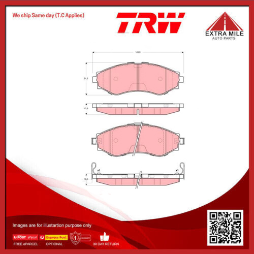 TRW Brake Pad Set For Holden Epica CDX CDXi EP 2.0L,2.5L X25D1 I6 24V - GDB3345