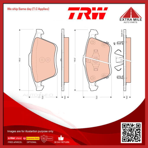 TRW Brake Pad Set For Mazda Mazda6 GG GG3R 2.3L L3VDT I4 16v DOHC - GDB3400