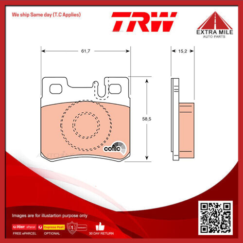 TRW Brake Pad Set Rear For Mercedes Benz CLK200, CLK200K, CLK230K -GDB987