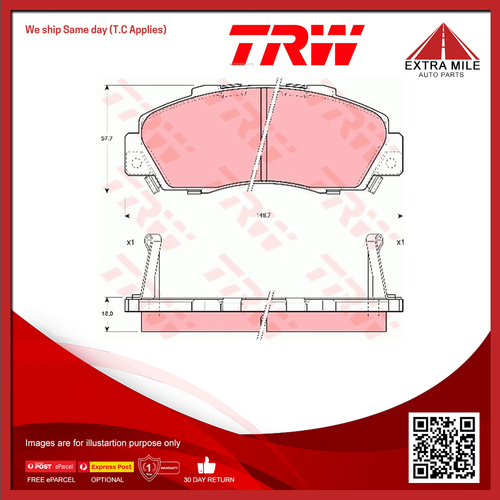 TRW Brake Pad Set For Honda- GDB995