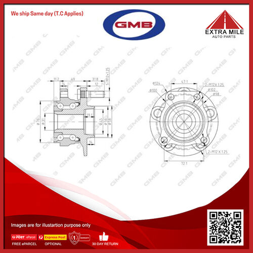 GMB Front Wheel Bearing Hub For Subaru Outback/Liberty/Impreza/Forester-GH34620M