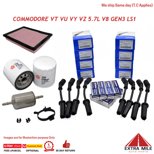 Coils Plugs Leads Filter Service Kit for Commodore VT VU VY VZ 5.7L V8 Gen3 LS1