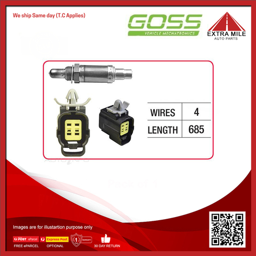 Goss Oxygen Sensor Pre-Catalytic For Ford Laser LXi, KN, KQ 1.6L ZM