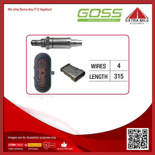 Goss Oxygen Sensor Pre-Catalytic For Fiat Punto 1.7L 188A6 2D Hatchback