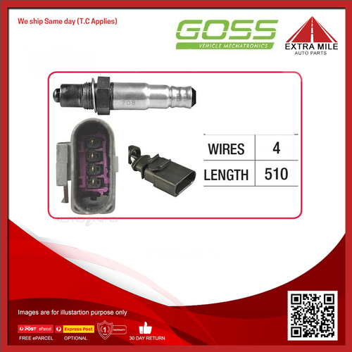 Goss Oxygen Sensor Post-Catalytic For Audi S8 Quattro D3 5.2L V10 BSM 4D Sedan