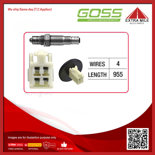 Goss Oxygen Sensor Post-Catalytic For Toyota Tarago ACR30R 2.4L 2AZFE 4D Wagon