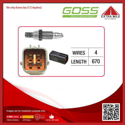 Goss Oxygen Sensor Pre-Catalytic For Mazda Mazda2 MY 1.5L ZY 4D Hatchback