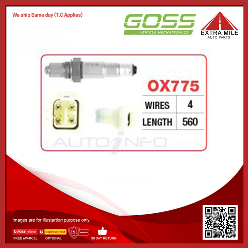 Goss Oxygen Sensor Post-Catalytic For Suzuki Alto SH410 1.0L G10B 4D Hatchback