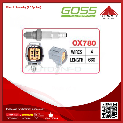 Goss Oxygen Sensor Post-Catalytic For Mazda Premacy CP 2.0L FSDE, FSZE 4D Wagon