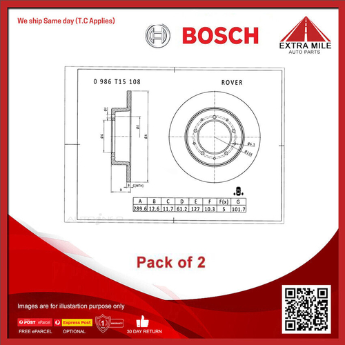 2X Bosch Rear Brake Disc Rotor For Land Rover Range Rover LSE 3.5L/3.9L/2.4L V8