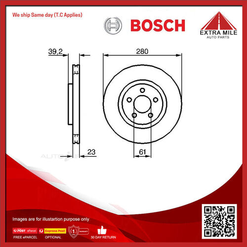 2X Bosch Front Disc Rotor For Chrysler PT Cruiser 2.0L/2.4L, Neon JB 2.0L