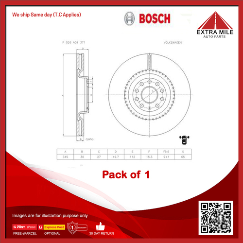 Bosch Front Brake Disc Rotor For Volkswagen, Skoda, Audi, Mercedes -PBR2808