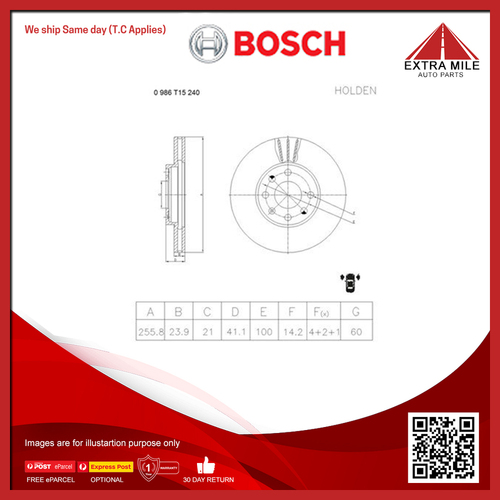 Bosch Front Disc Brake Rotor For Holden Astra TS, Berina TK, Opel Astra 