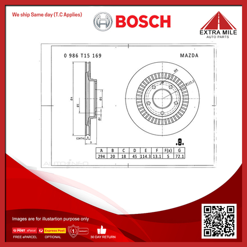 Bosch Rear Disc Brake Rotor For Mazda RX-7 Twin Turbo FD 1.3L 13BREW ROTARY2