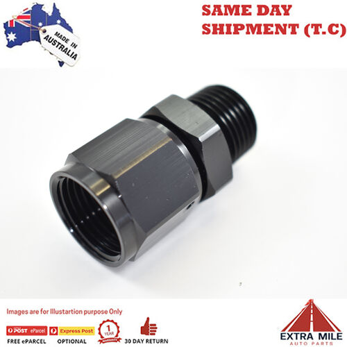 PIPE ADAPTOR MALE 1/2 NPT TO -10 FEM SWIVEL Black